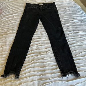 Black skinny jeans with shark bite ankles, Zara size 4.